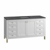 James Martin Vanities Chicago 60in Single Vanity, Glossy White w/ 3 CM Charcoal Soapstone Top 305-V60S-GW-3CSP